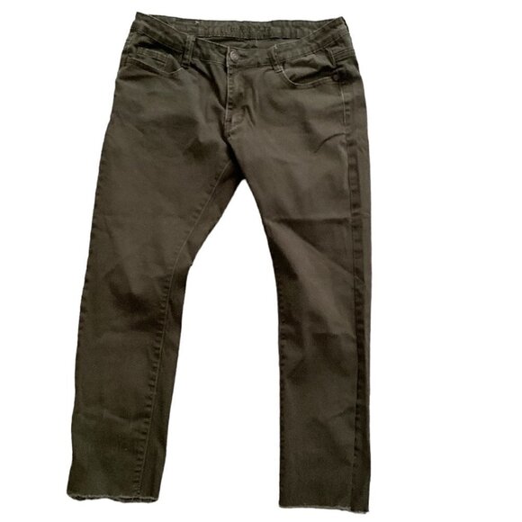 Machine Nouvelle Mode Cropped Skinny Chino Pants 32 x 24 Olive/Army Green 144C - Picture 2 of 7